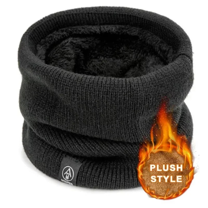 Warm Knitted Scarf Thickened Plush Windproof Winter Neck Gaiter Cold-proof Outdoor Sport Skiing Running Men Women Tube Scarf Pi-Mart