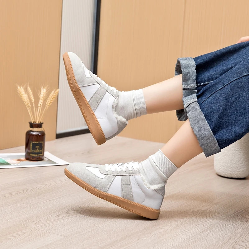 AIYUQI Women's Sneakers 2026 New Genuine Leather Ladies Moral Training Shoes Casual Spring Flat Shoes Women Pi-Mart