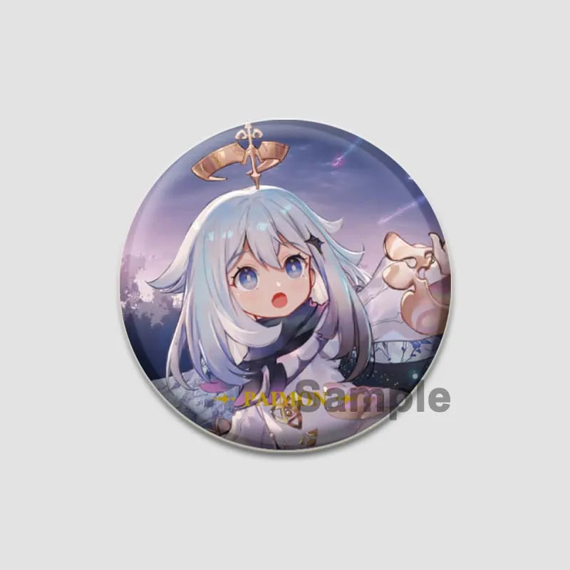 Genshin Impact Game Brooches 58mm Round Button Pins for Backpack Jackets Jewelry Cartoon Cosplay Badge Hutao Zhongli Xiao Badges Pi-Mart