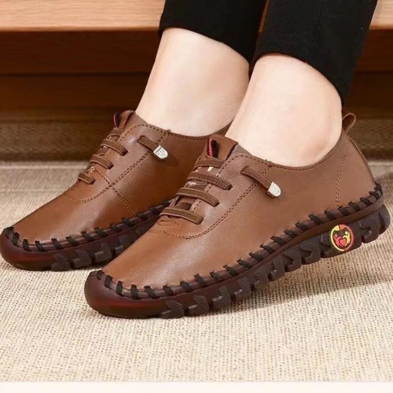 Sneakers Women's Shoes Loafers Lace Up Leather Flat New Spring Casual comfortable Mom Shoe Mujer Zapatos Chaussure Femme Pi-Mart