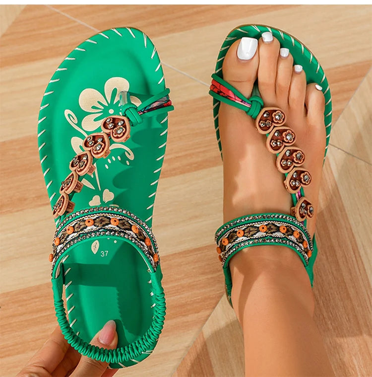 Women's Sandals Bohemia Style Sandals Summer 2026 Shoes For Woman Flip Flops Beach Summer Shoes Women Low Heels Footwear Pi-Mart