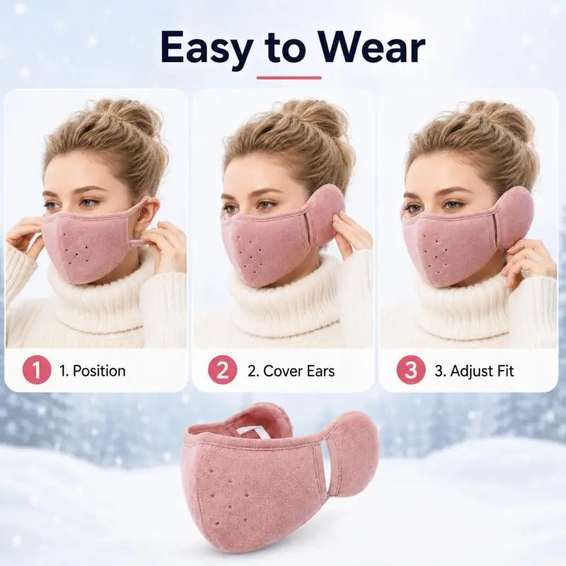 2-in-1 Earmuff Face Mask, Winter Ear Warmer for Women Men, Breathable Face Cover for Outdoor Walking Cycling Skiing Pi-Mart