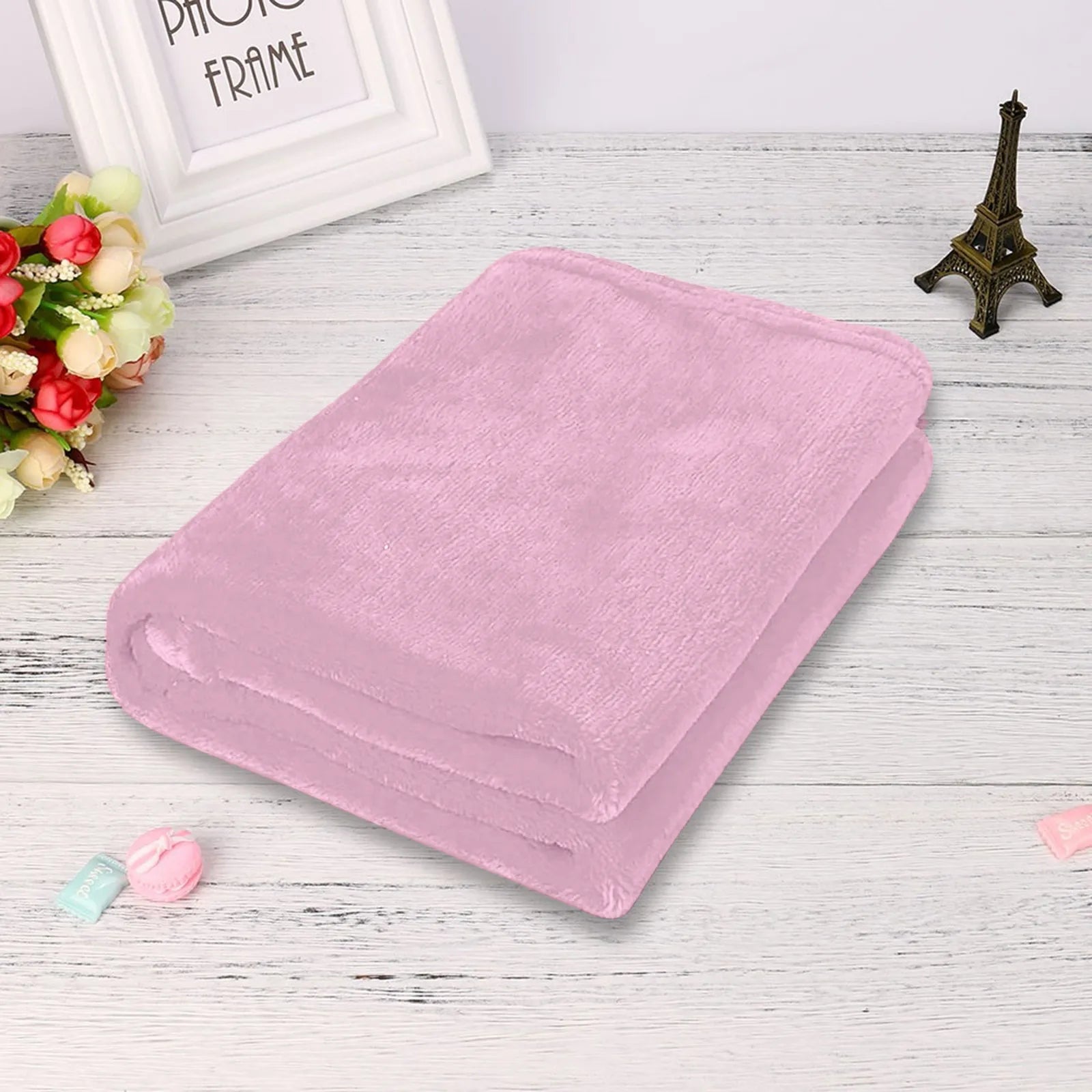 Plain Flannel Coral Blanket Small Fleece Sheet Super Warm Solid Micro Plush Fleece Blanket Throw Rug Sofa Bedding Supplies Pi-Mart