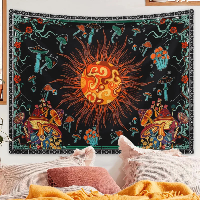 1pcS75*58cm Sun Moon Horoscope Divination Printed Tapestry Home DecorTapestry Wall Decor Pi-Mart