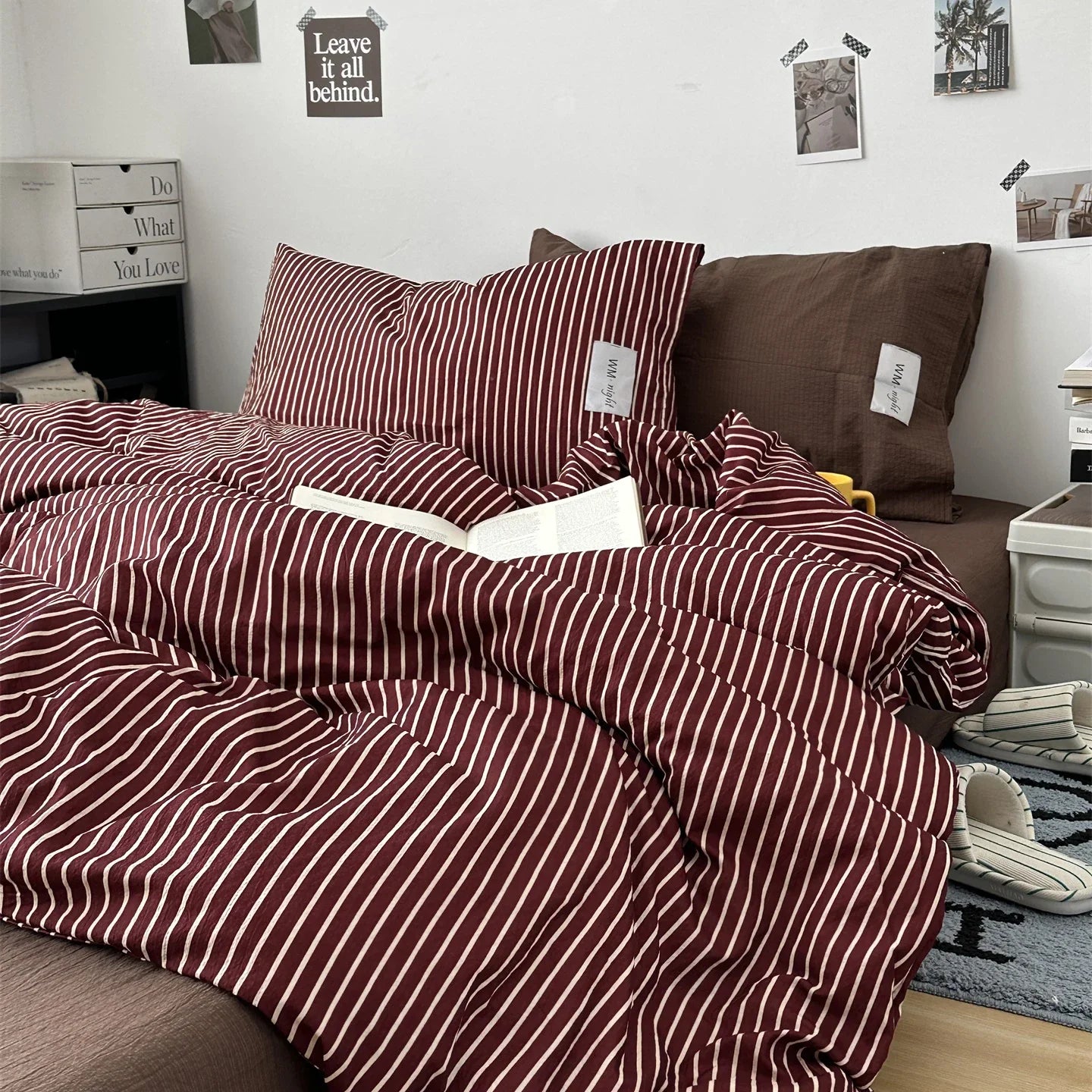 Stripe Bedding Comforter Set with Pillowcase bed sheet Single Full Size Bed Linen Duvet Cover Set Queen/King Double Single Bed LadyShow.Store