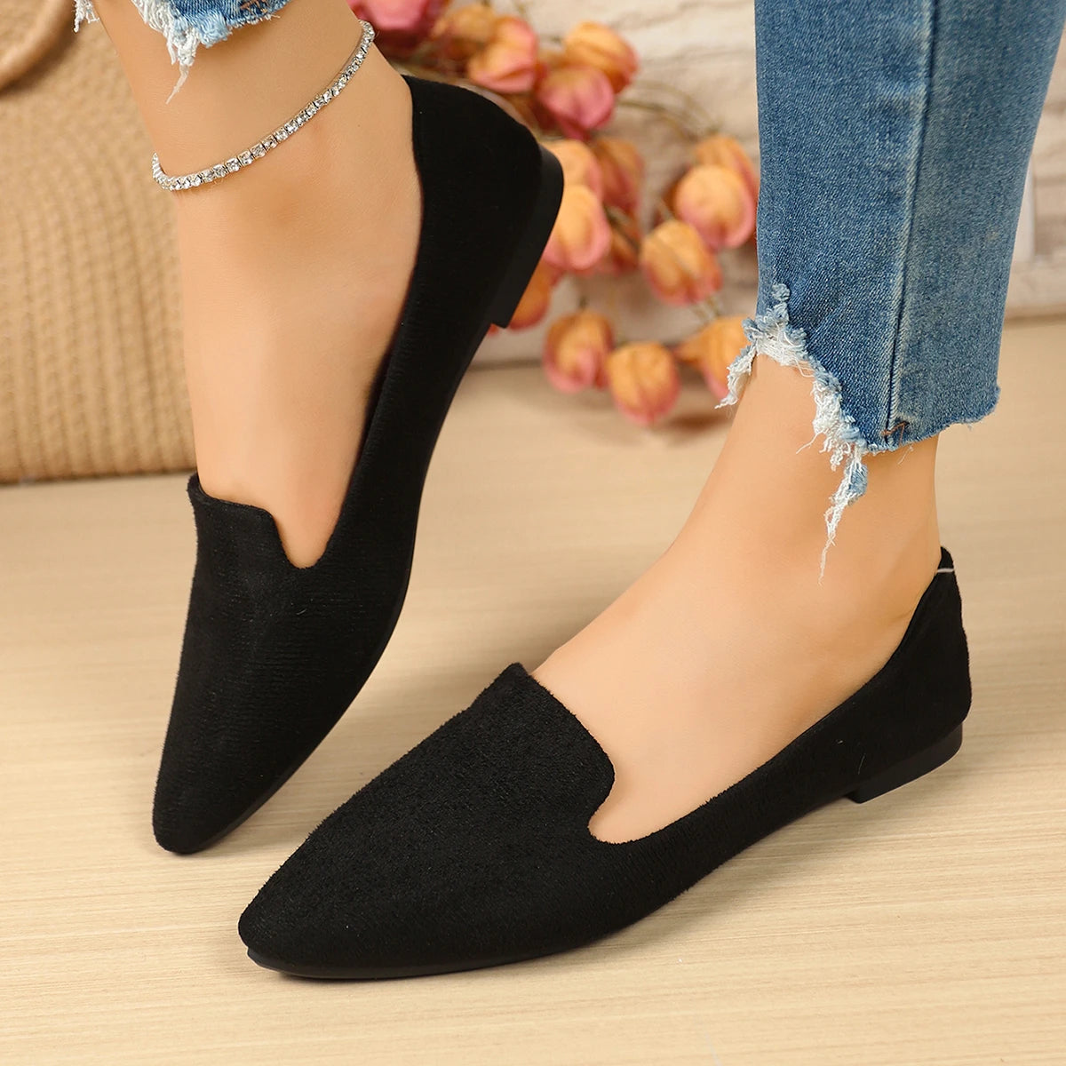 Women Flats Pointed Toe Solid Color Flats for Women Spring/autumn Casual Comfortable Leopard Brown Flat Heel Shoes Pi-Mart
