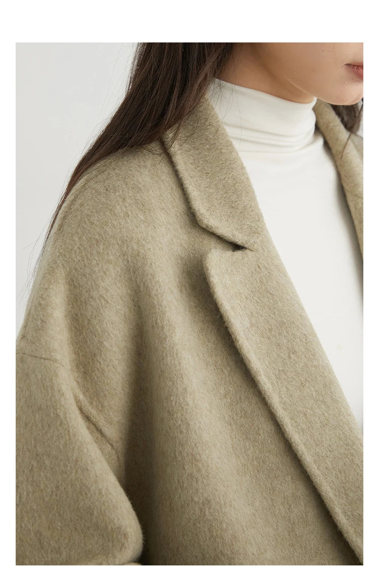 CHIC VEN New Women Woolen Coat Loose Solid Mid-length Double-sided Oversized Office Ladies Jackets Outerwear Autumn Winter 2026 Pi-Mart