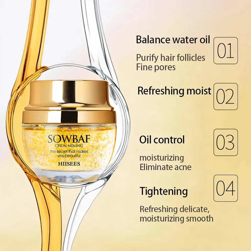 24K Golden Snail Collagen Cream Moisturizing and Skincare Essential Oil Control Facial Beauty Product Formulated for Women Tri Light Beauty