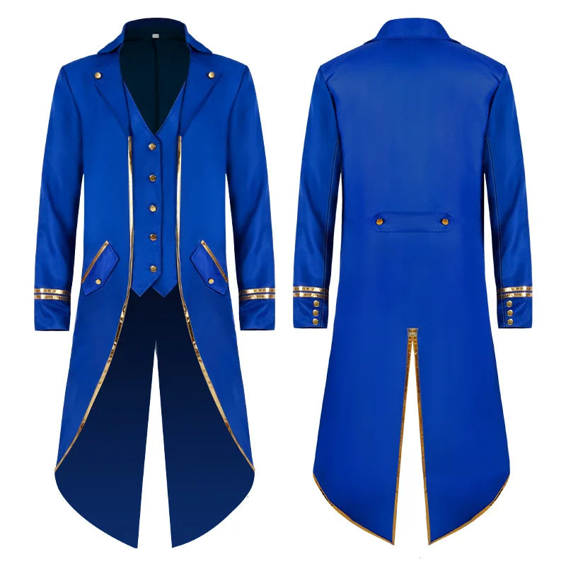 Men's Classic Medieval Vintage Tailcoat Halloween Cosplay Victorian Renaissance Style Steampunk Medieval Jacket Costume Pi-Mart