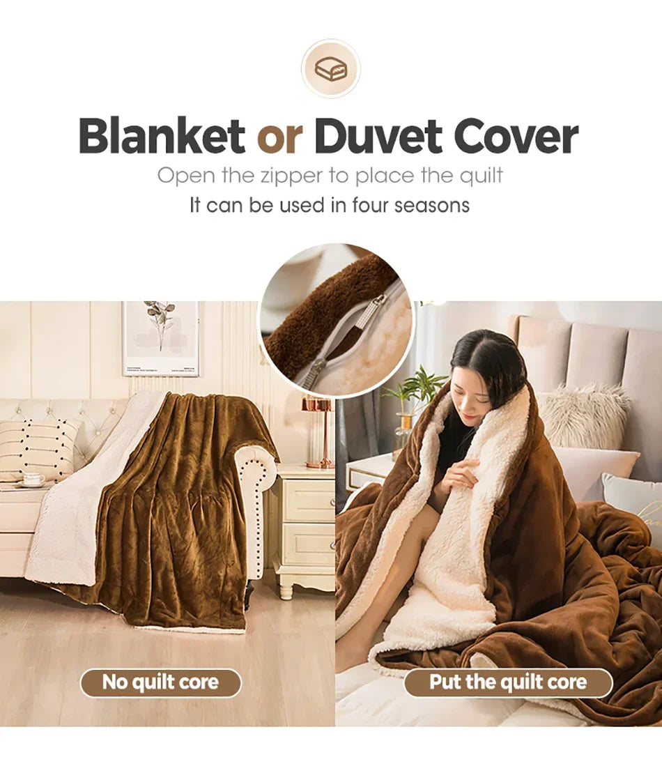 Wool Throw Blanket Keep Warm Winter Bed Blankets Double Sided Queen Duvet Cover Camping Double Bed Cover Bedspread On The Bed Pi-Mart