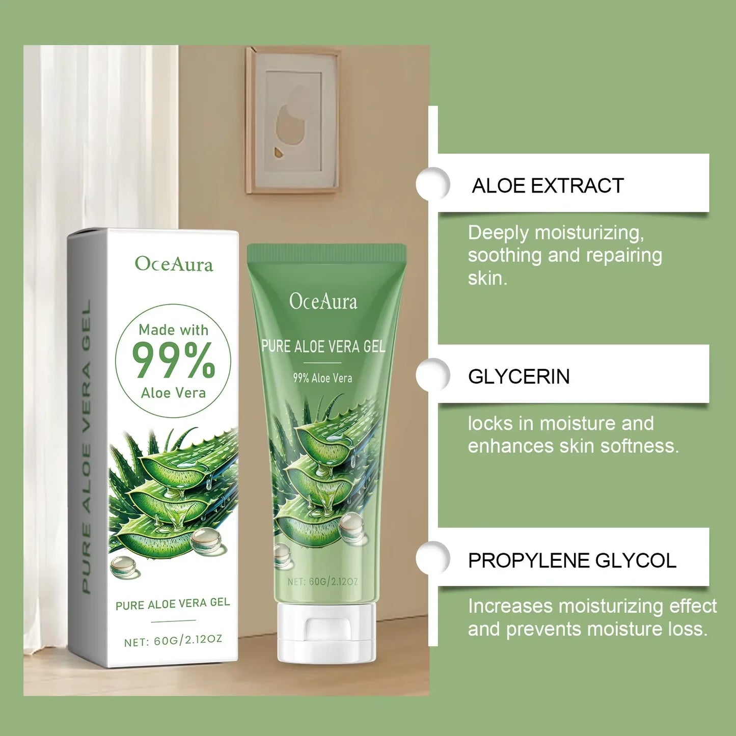 Aloe Vera Gel Pore Shrinking Oil Control Ance Remover Moisturizing Brighten Anti-Aging Facial Essence Beauty Skin Care Products Tri Light Beauty