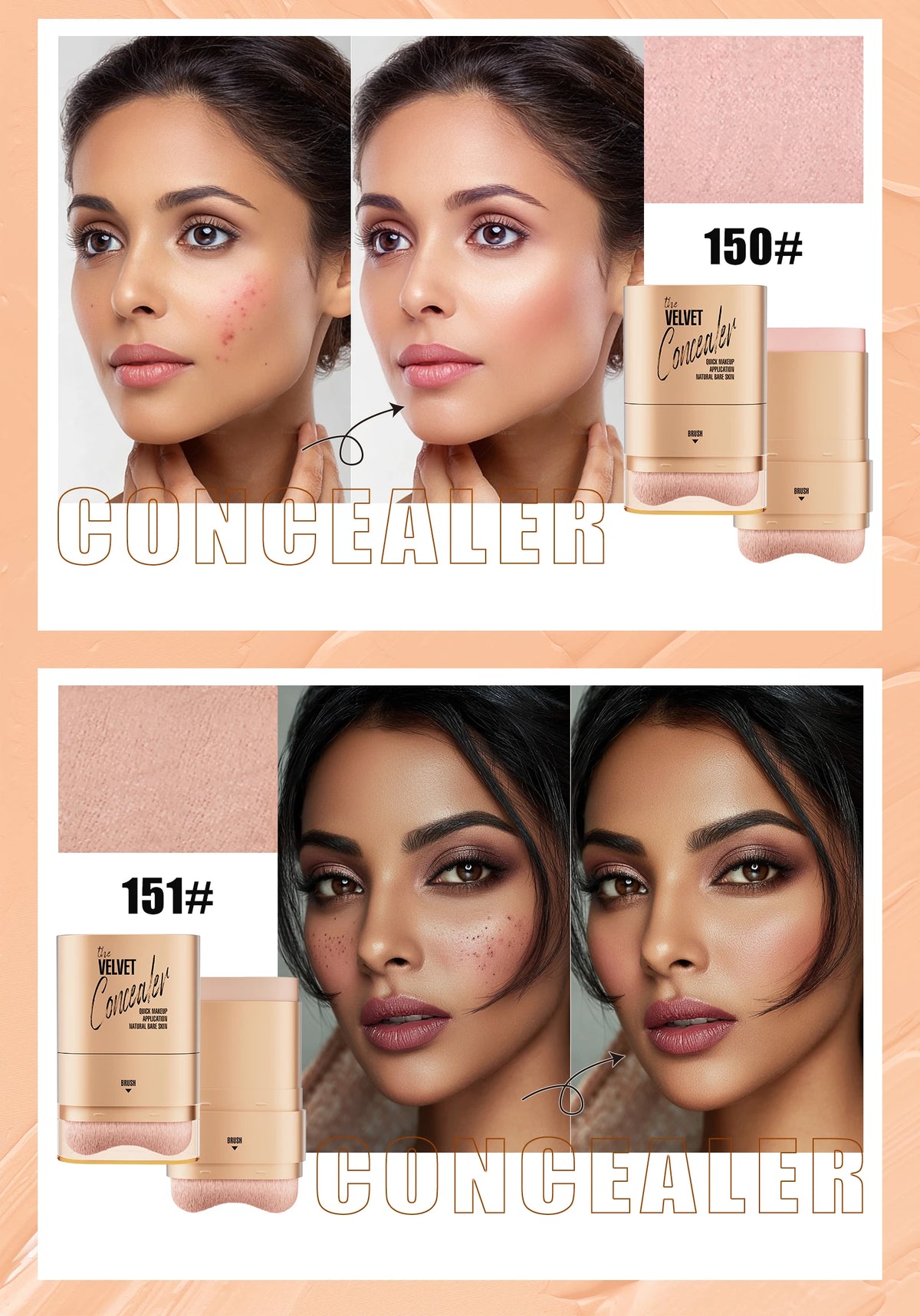 Face Foundation Contour Stick Long-wear Lightweight Brighten Stick Face Concealer Blemish Contouring Beauty Makeup Pi-Mart