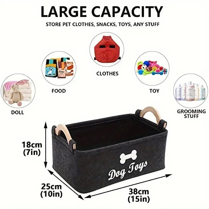 Felt pet toy box, dog toy box, storage basket box - perfect for organizing pets Pi-Mart