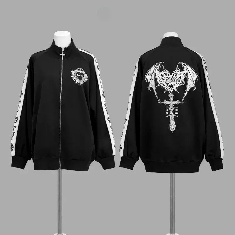 Gothic Subculture Hip-hop Sweatshirts Women Autumn Turtleneck Hoodie Coats Harajuku Loose Versatile Daily Jackets Zip Up Clothes LadyShow.Store