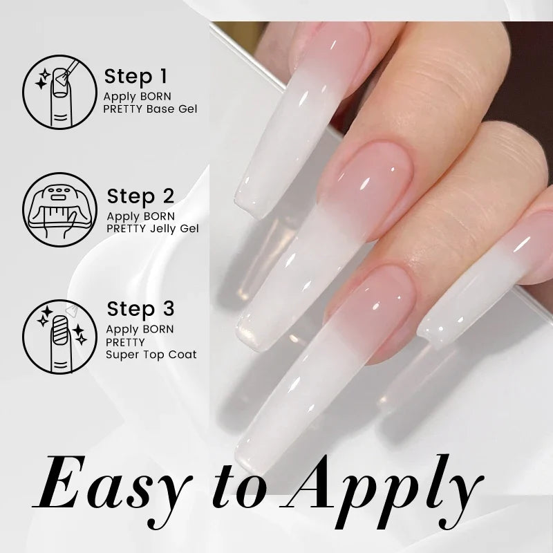 BORN PRETTY 10ml Milky Jelly White Gel Nail Polish Translucent Semi Permanent Soak Off UV LED Gel Varnish Manicure Nail Art Tri Light Beauty