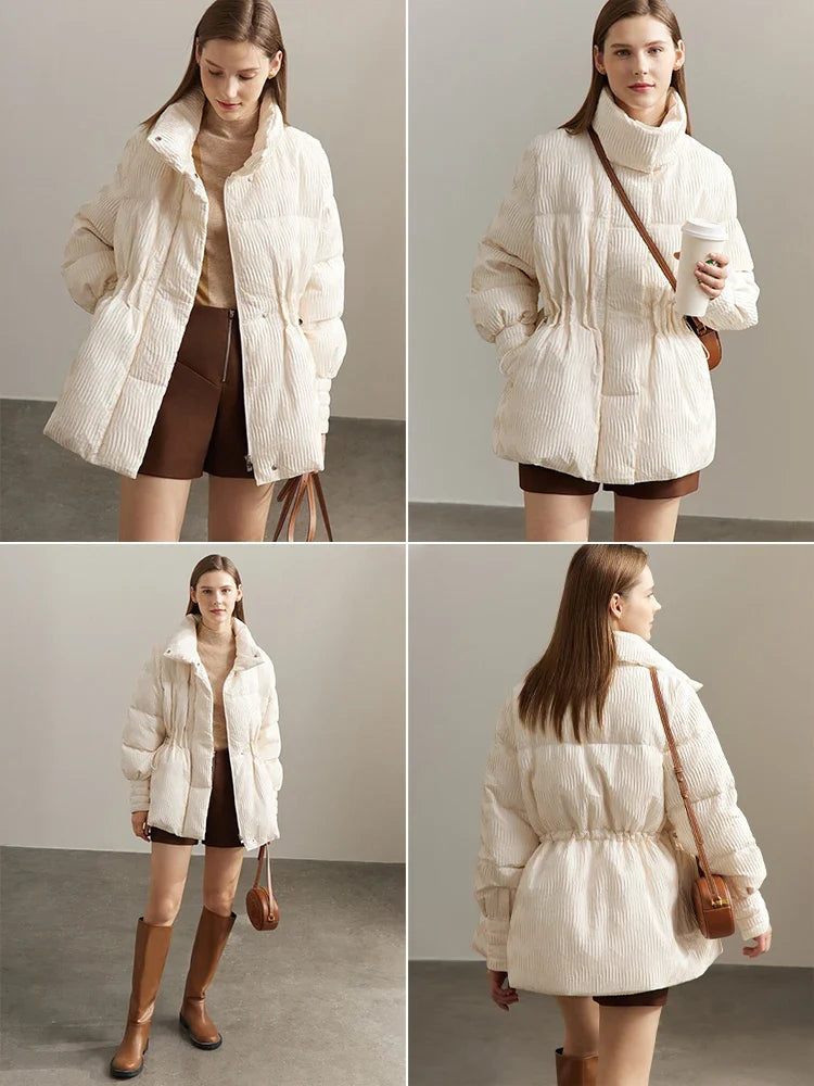 AMII Minimalist Duck Down Puffer Coat Women Winter 2026 Lightweight Stand Collar Lapel Warm Outerwear New Jackets 12344052 LadyShow.Store