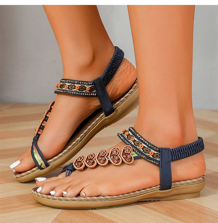 Women's Sandals Bohemia Style Sandals Summer 2026 Shoes For Woman Flip Flops Beach Summer Shoes Women Low Heels Footwear Pi-Mart