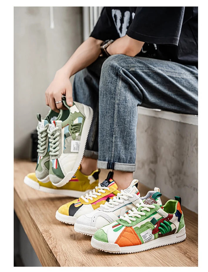 Large Size Men's White Sneakers Autumn Comfortable Non Slip Running Shoes Luxury Soft Sole Fashion Lace Up Outdoor Casual Shoes Pi-Mart