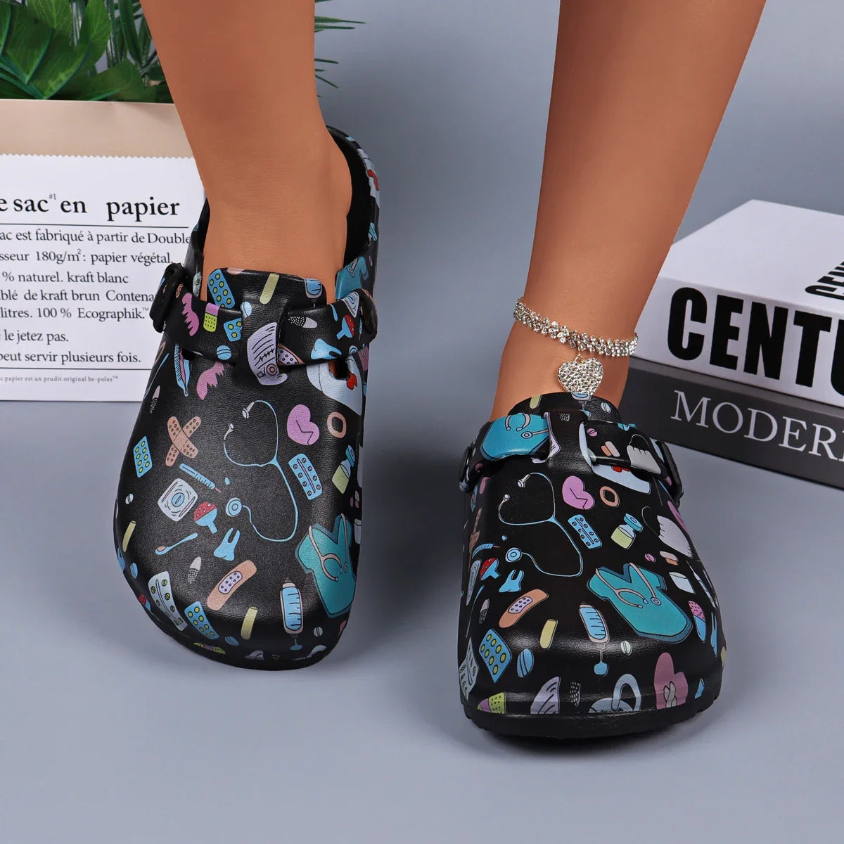 Comfortable Women's Shoes Non-Slip Eva Slippers Closed Toe Adjustable Buckle Strap,Soft Flat Sole Women's Clogs LadyShow.Store