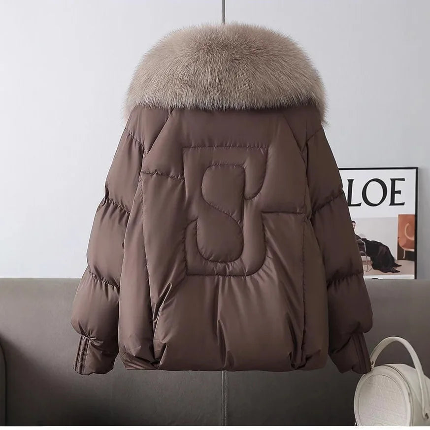 2025 New Women Down Cotton Coat Korean Fashion Big Collor Thicken Warm Puffer Overcoat Ladies Loose Parkas Cotton Jacket LadyShow.Store