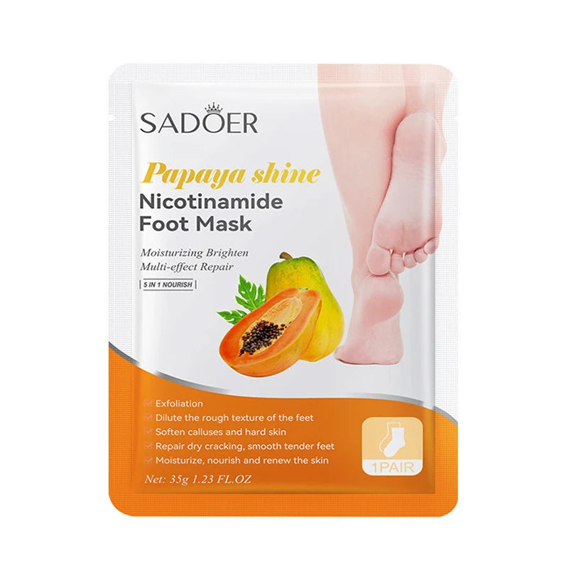 6 Pairs SADOER Fruits Foot Mask Moisturizing Foot Peeling Mask Exfoliating For Feet Spa Pedicure Exfoliant Feet Skin Care Pi-Mart