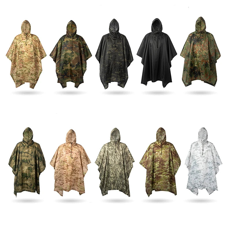 Man Military Impermeable Zipper Camo Raincoat Waterproof Rain Coat Men Raincoat Women Awning The Rain Motorcycle Rain Poncho Pi-Mart
