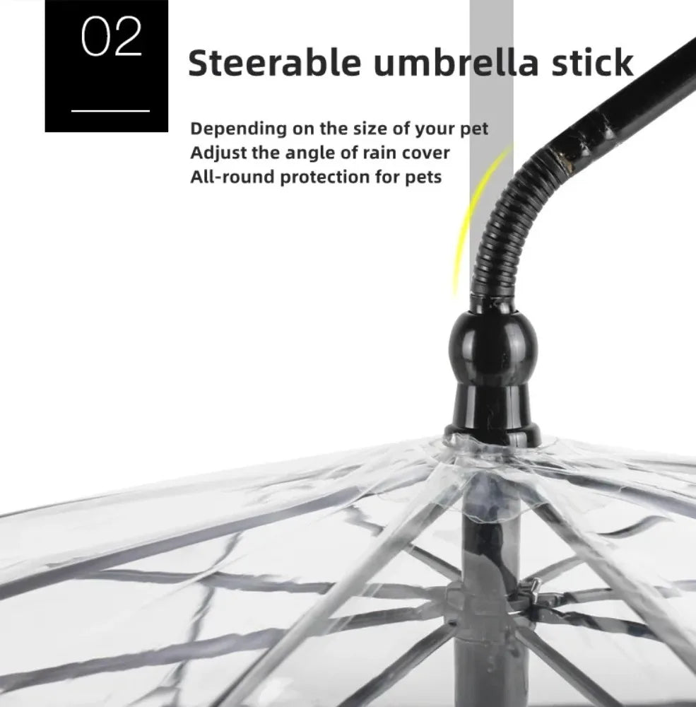 New Transparent Pet Umbrella Well Made Detachable Adjustable Rainy Day Outdoor Dog Walking Leash for Small Dogs Pet Supplies Pi-Mart