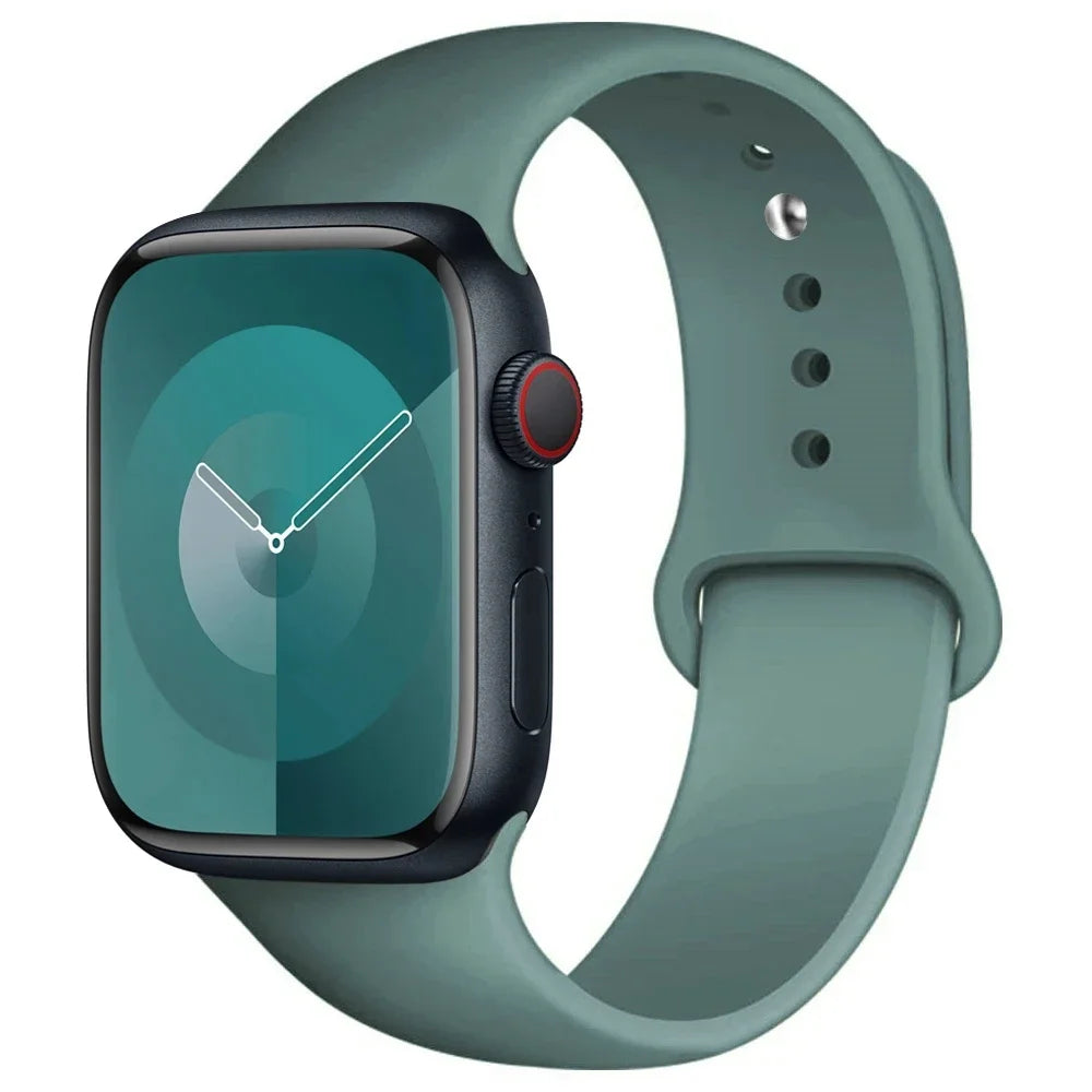 Silicone Band For Apple Watch strap 44mm 45mm 40mm 41mm 42-38mm 45 mm sport bracelet iwatch series 8 7 6 5 4 3 SE 9 Ultra 2 49mm LadyShow.Store