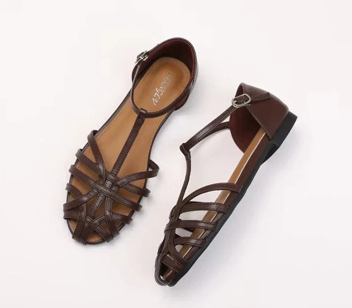 ZAROY Summer Cross Strap Flat Sandals Women Round Toe Ankle Buckle Hollow Casual Roman Sandalia Zapatos De Mujer сандали LadyShow.Store