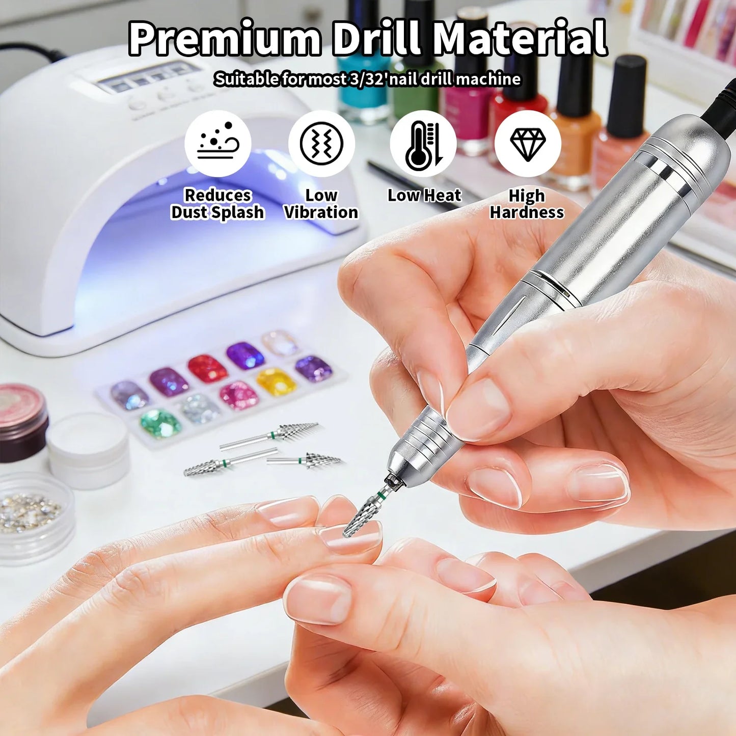 1pcs Tungsten Steel Nail Cuticle Drill Bits Carbide Rotate Electric Ceramic Milling Cutter For Manicure Gel Polish Remover Tri Light Beauty
