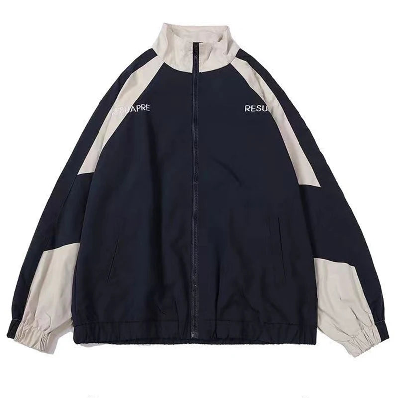 Hip Hop Varsity Jacket Men High Street Patchwork Color Black Windbreaker Coats Women Spring Autumn Thin Fashion College Jackets Pi-Mart