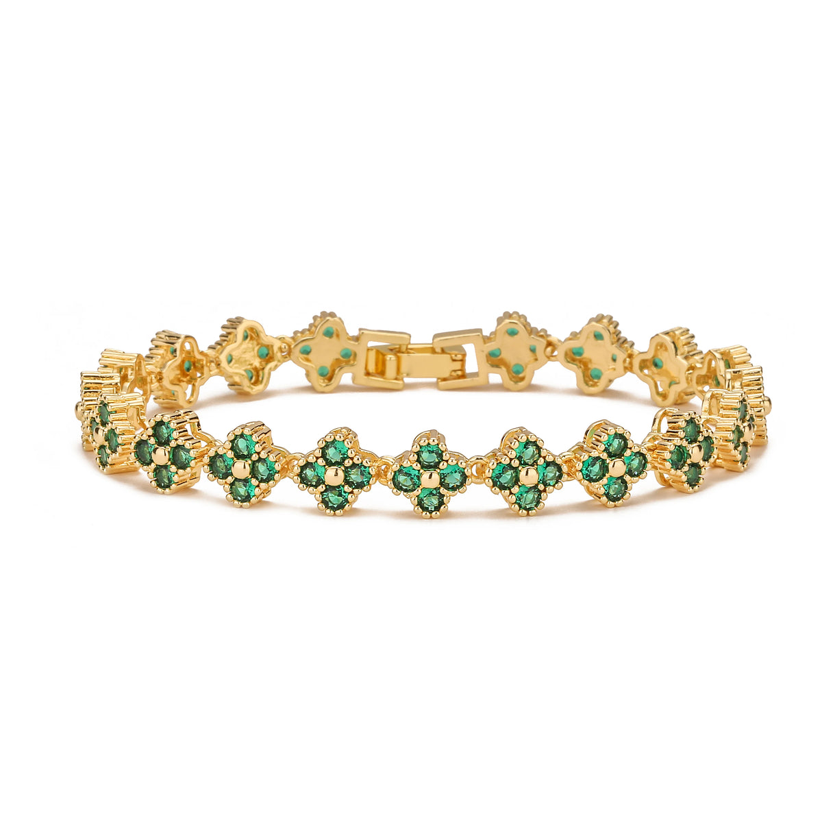 HECHENG,AAAAA Brass 18K gold-plated Flower Necklace Bracelet Jewelry Set ，for Christmas gift for women and best friend Pi-Mart