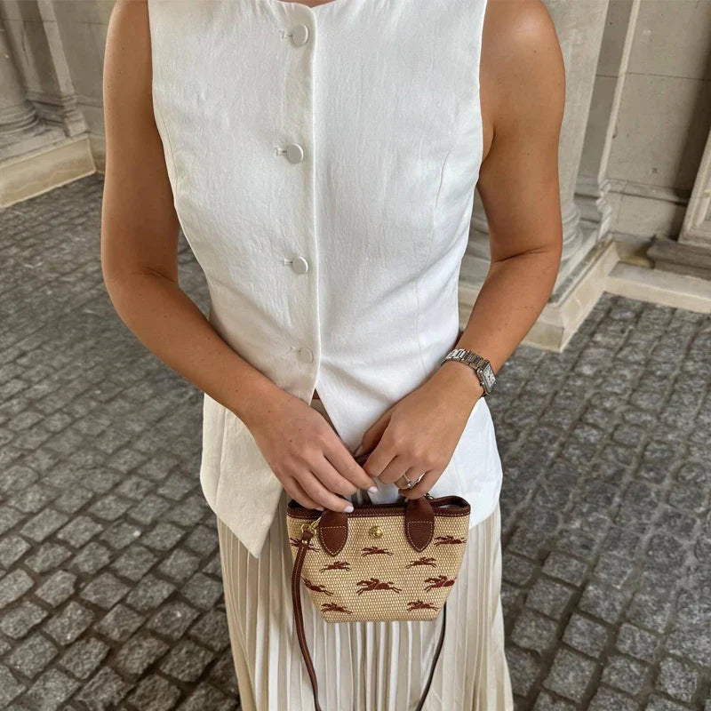 MUJER 2025 White Sleeveless Vest Women Button Summer Vests for Women Jacket Pink Vest Top Women Streetwear Women's Tailored Vest LadyShow.Store