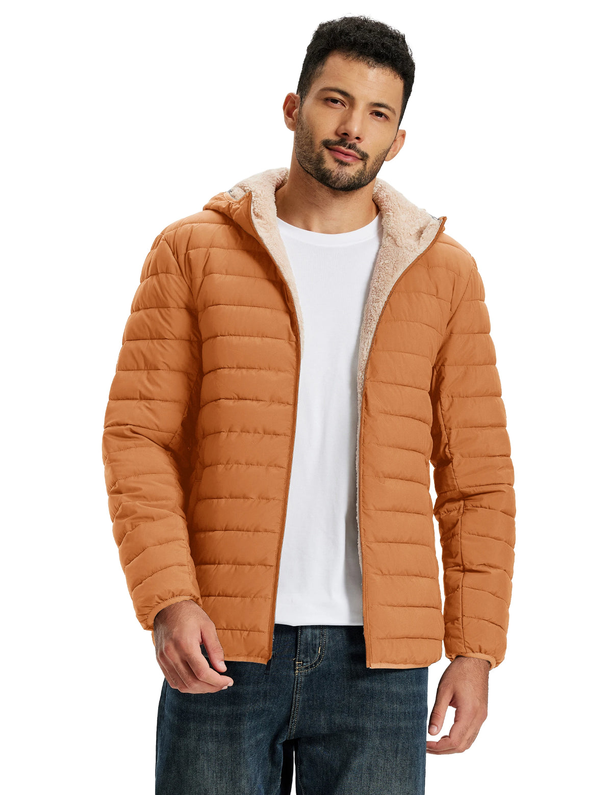 TACVASEN Men's Puffer Jacket Winter Warm Hooded Sherpa Lined Water Resistant Windproof Insulated Jacket Warm Winter Puffy Coat Pi-Mart
