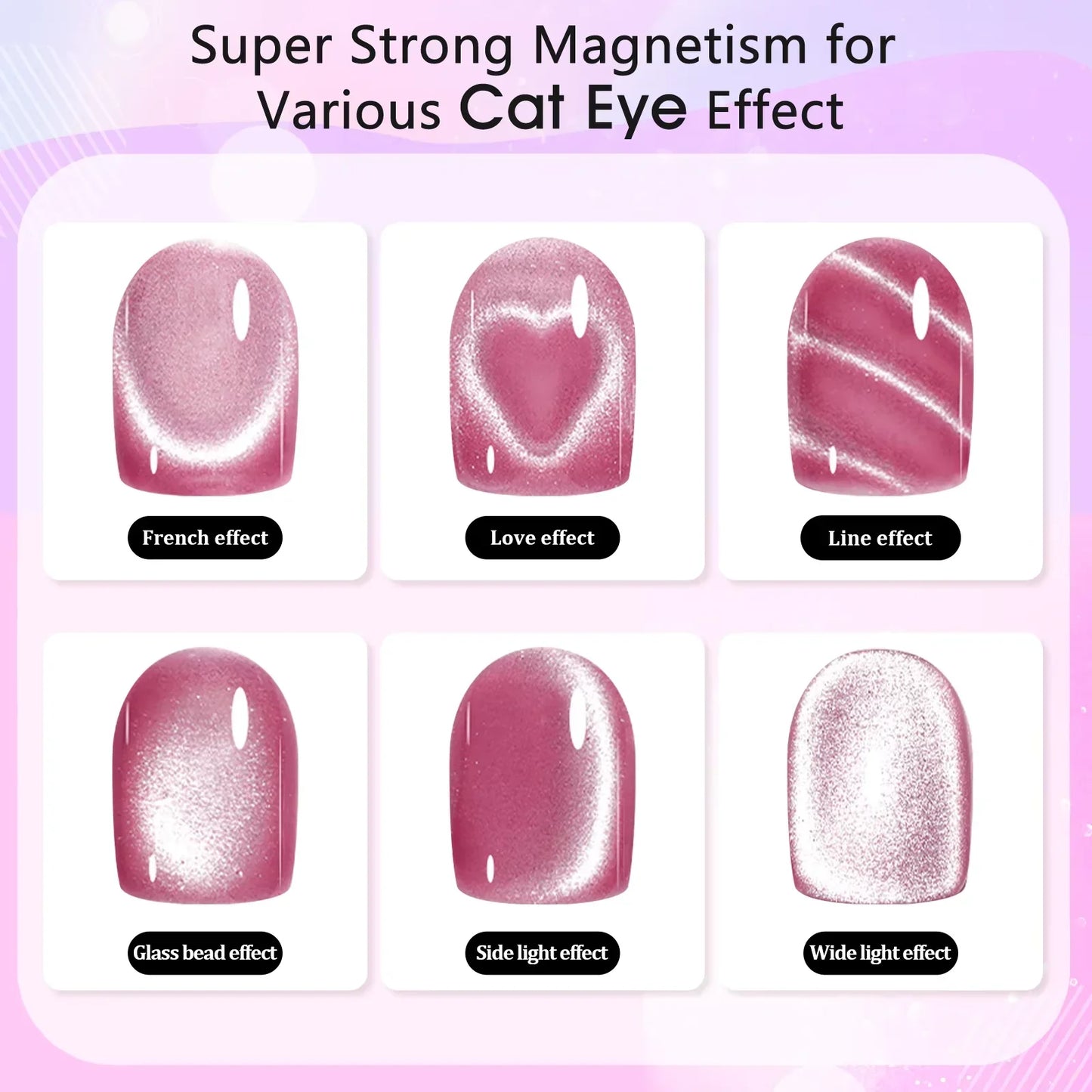 3 in 1 Cat Eye Nail Magnetic Stick Love Heart Snake Pattern French Cat Eye Nail Magnet UV Gel Polish Effect Manicure Design Tool Tri Light Beauty