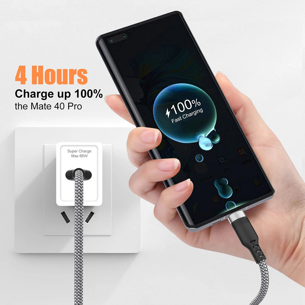 USB Type C 6A Super- Charging Cable For Huawei USB C Extended 1m 2m 3m 5m 8-Meter Cable For Xiaomi Vivo Leeco OnePlus Oppo Pi-Mart