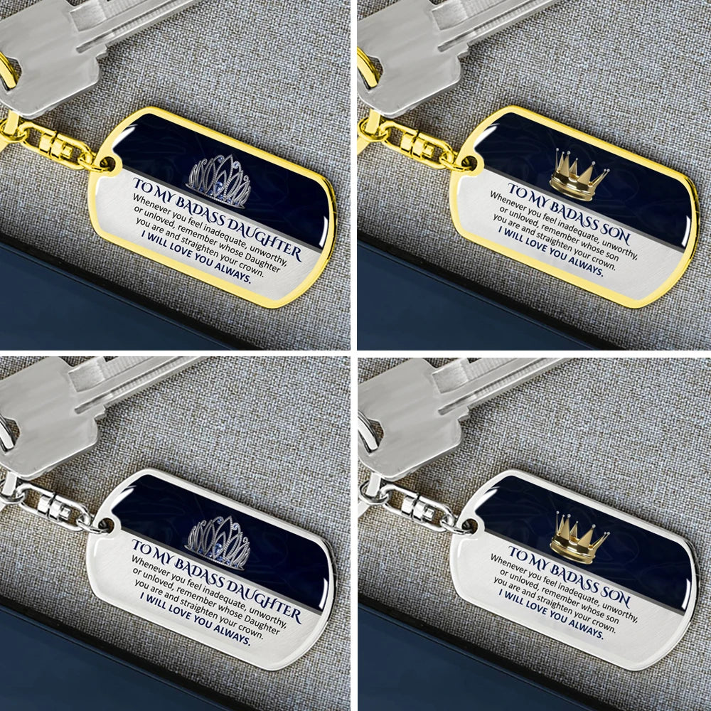 Keepsake for Son Grandson Daughter Granddaughter Keychain Gifts from Grandma Grandpa to My Badass Son Keyring Pi-Mart