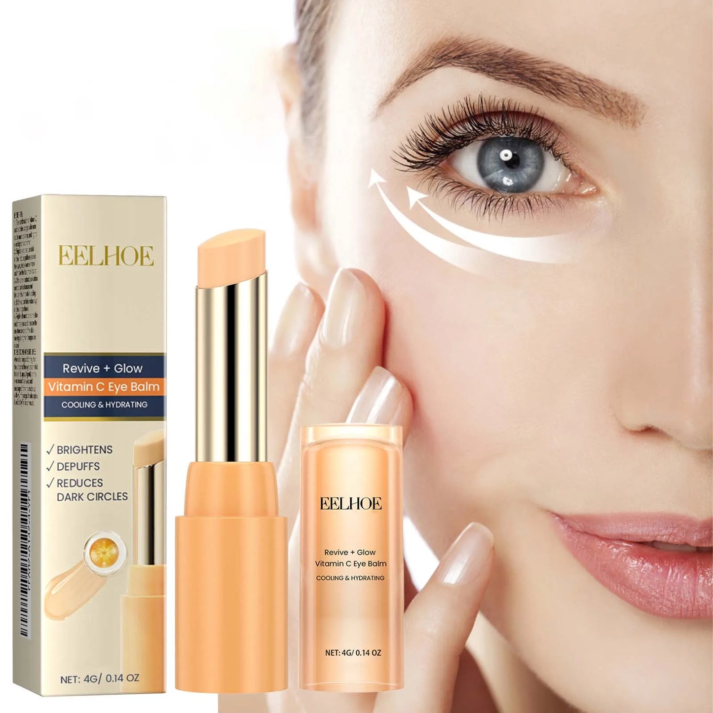 Vitamin C Eye Balm Moisturizing Eye Bag Removal Dark Circles Reduce Fine Lines Anti Puffiness Brightening Eye Cream Stick Pi-Mart