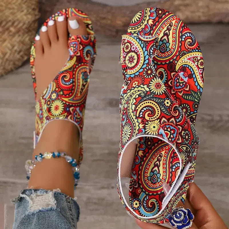 2025 Women Flat Sandals Comfortable Flats Sandals Printed Bohemia Roman Style Shoes for Women Fashion Shoes Sandalias De Mujer LadyShow.Store