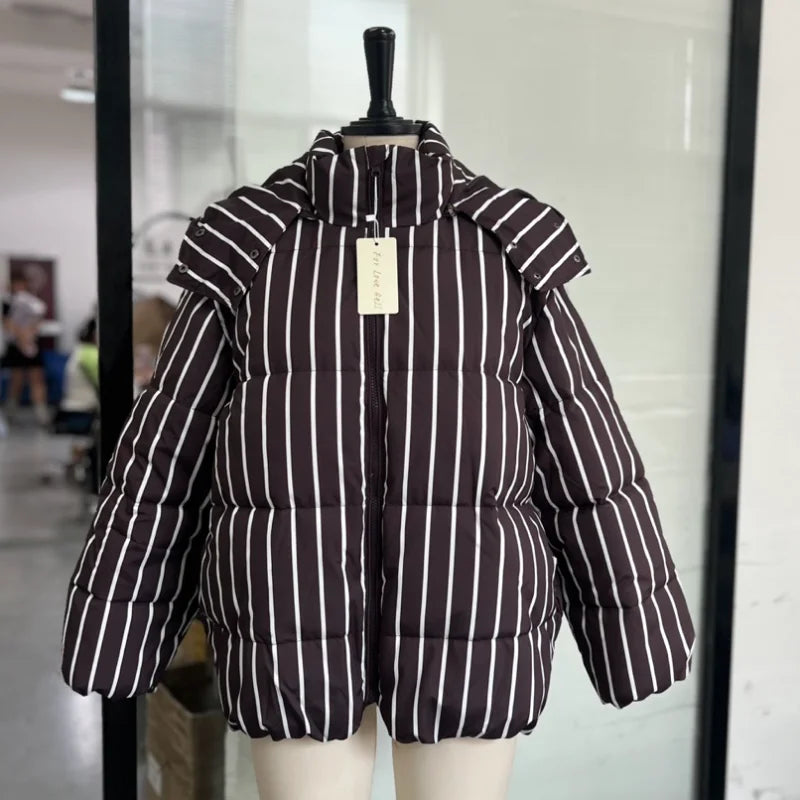 Chic Leopard Hooded Puffer Coat Set Women Quilted Full Sleeve Zip Jacket Wide Leg Pants 2026 New Lady Winter Thicken Warm Outfit Pi-Mart