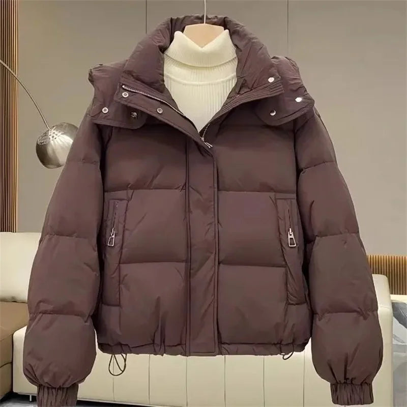 Cotton-Padded Coat Ladies New Autumn Winter 2025 Korean Down Jacket Women's Parkas Short Bread Outerwear Hooded Cotton Jackets LadyShow.Store
