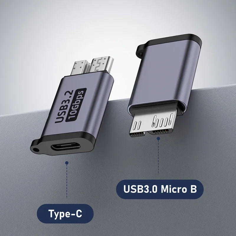 Micro B USB C 3.0 Male to Type C Female Adapter Type-C USB3.0 Micro B Connector for External Hard Drive Disk HDD Cable Adapter Pi-Mart