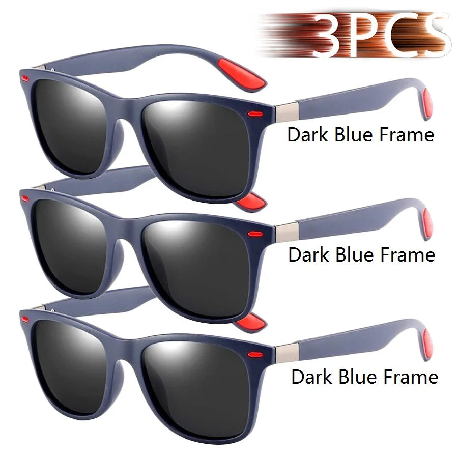 1-2-3PCS Fashion Vintage Square Unisex Driving Fishing Sunglasses Men Women Luxury Brand Designer Sun Glasses Anti-Glare Eyewear Pi-Mart