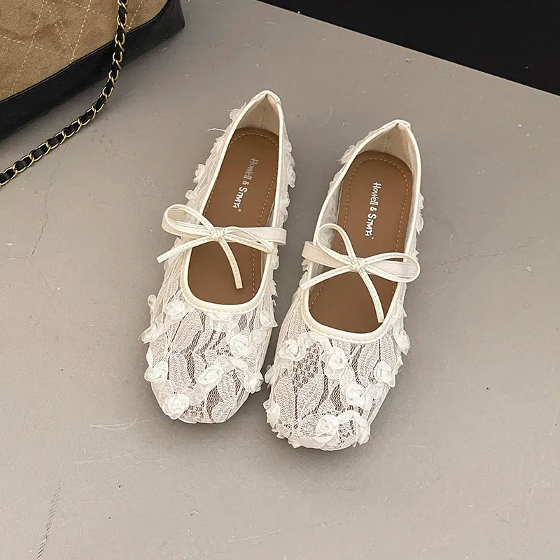 2026 Spring Lace Flower Women Mary Jane Shoes Fashion Slip On Comfort Street Style Soft Sole Female Dress Flats Shoes LadyShow.Store