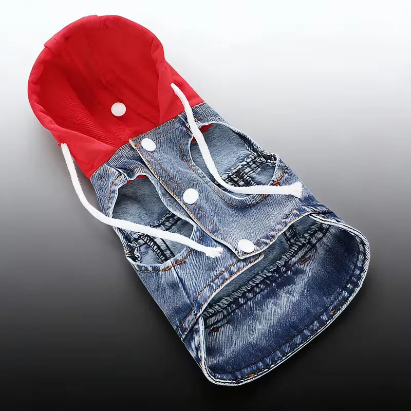 Denim Pet Clothes for Small Dogs Puppy Jeans Hoodie with Gray Cap Blue Denim Chihuahua Jacket 2026 New Designer Cowboy Shirt Pi-Mart