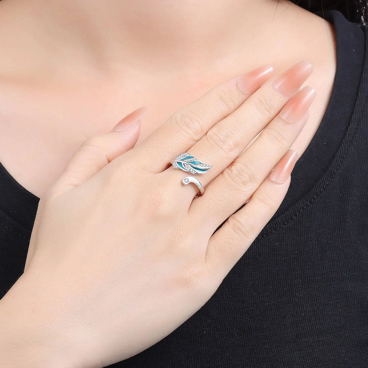 Original 925 Sterling Silver Open Ring Exquisite Panda Dolphin Adjustable Ring Original Daily Fine Jewelry Women Birthday Gifts Pi-Mart