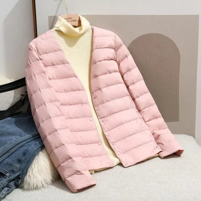 Women White Duck Down Slim Jackets 2025 New Arrivals Autumn Winter Warm Female Fashion Ultra Lightweight Packable Puffer Coats LadyShow.Store