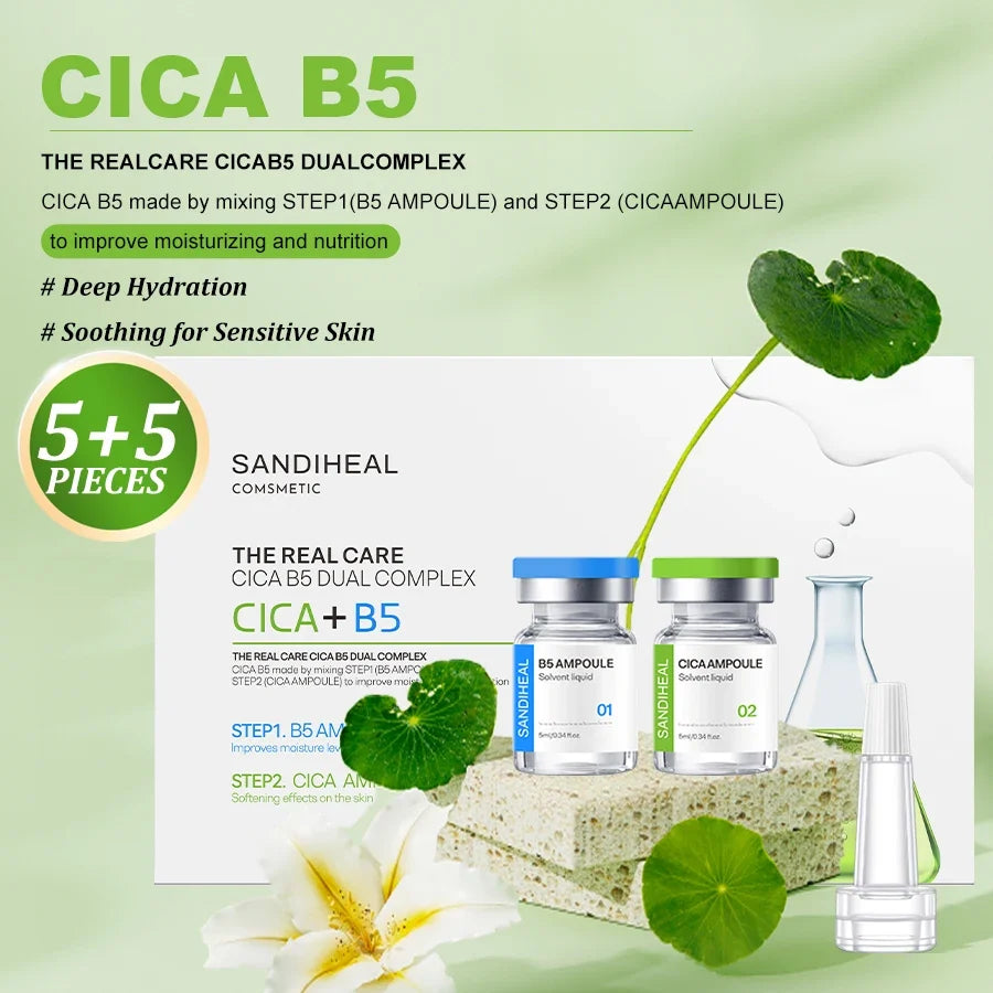 10Vials Copper Peptide Hyaluronic Acid Serum CICA B5 Facial Essence Hydration Korean Skin Care Original Sanendi Beauty Products Tri Light Beauty