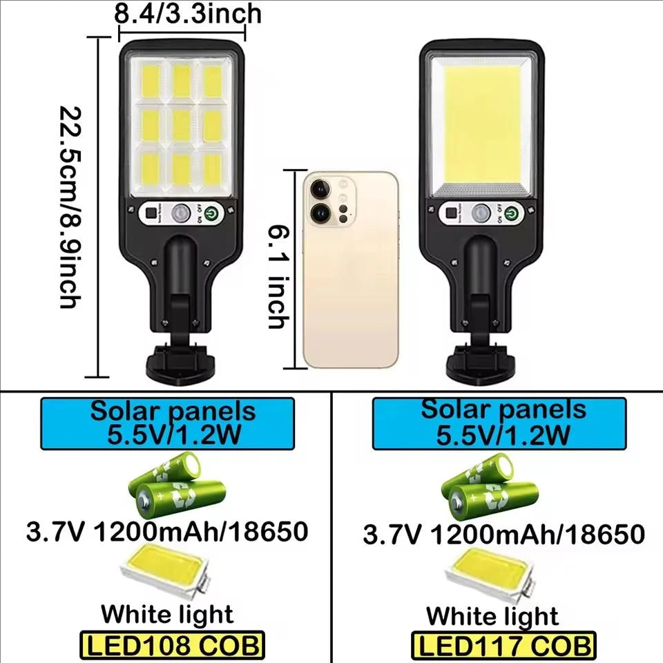 Outdoor Solar Wall Led Light with Human Body Motion Sensor 3 Modes Garden Terrace Garage Courtyard Waterproof Street Lighting Pi-Mart