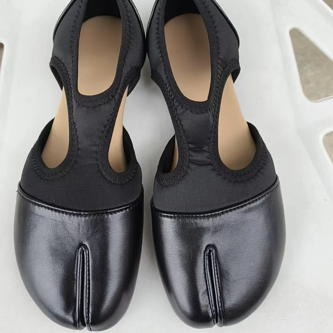 Women Brand Mary Janes Shoes Summer Split Toe Tabi Walking Sneakers Casual Splicing Loafers Designer Ballet Flats Shoes балет Pi-Mart